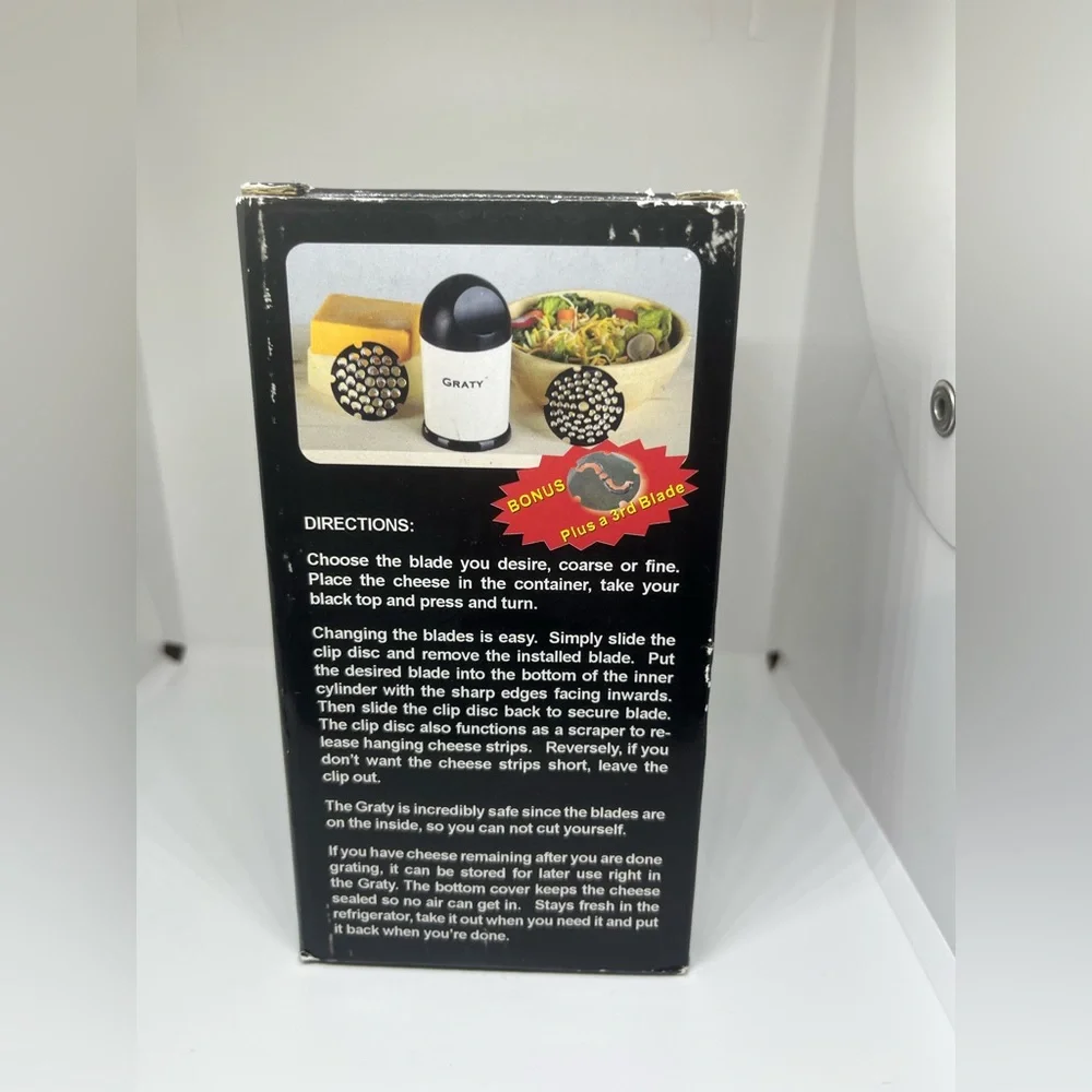 Graty Gourmet Cheese Grater Shredder Coarse and Fine Cheese New As Seen‎ TV